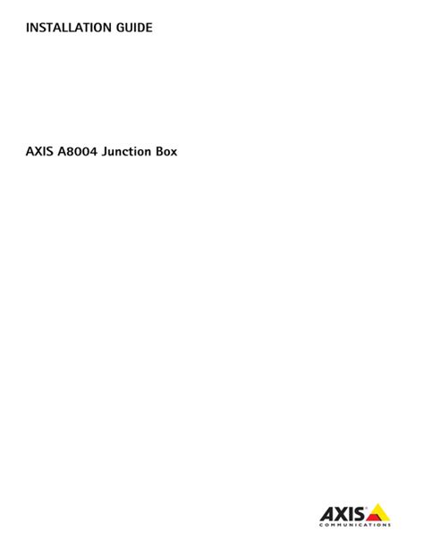 AXIS A8004 Junction Box Installation Guide 